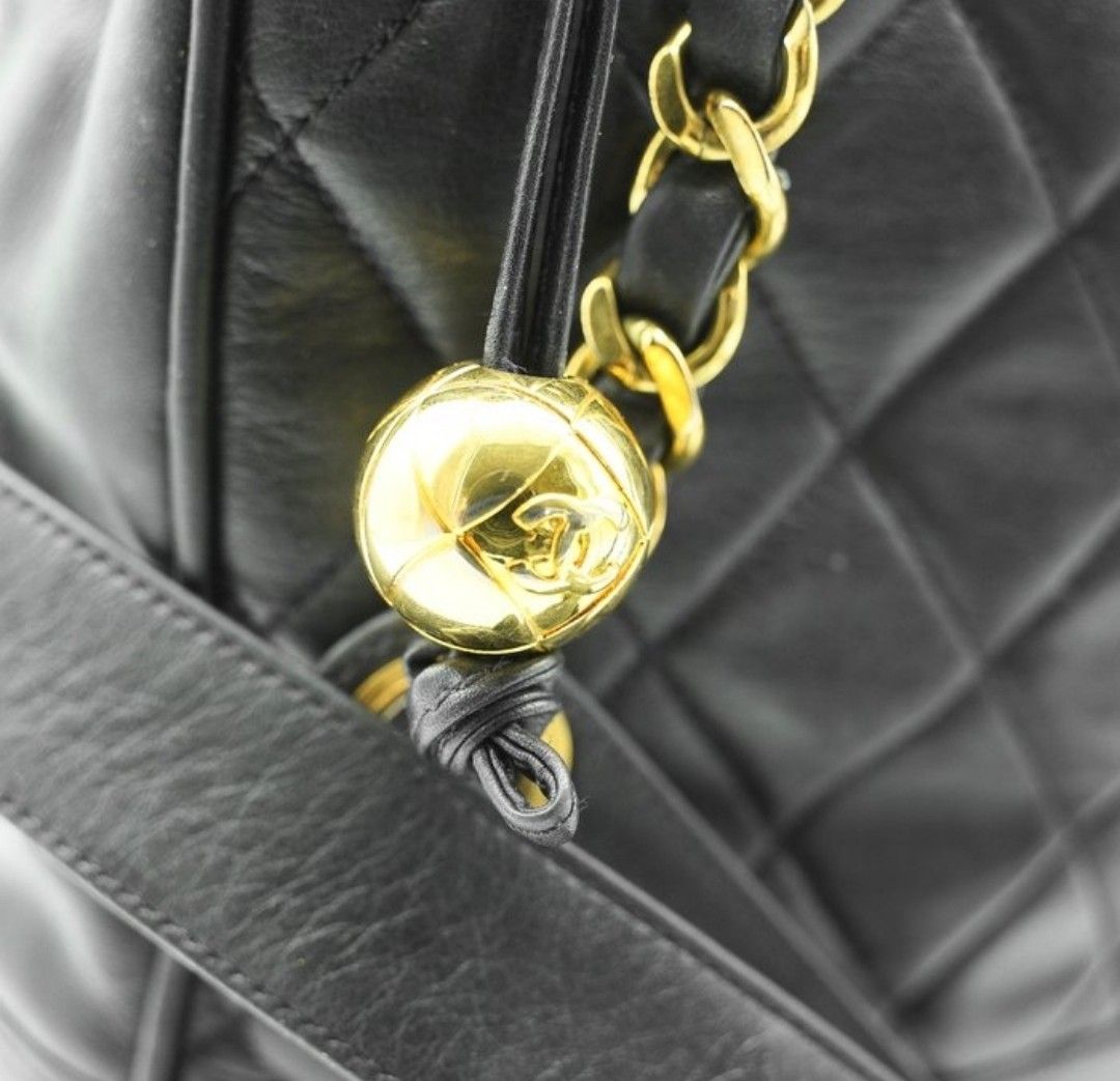 Chanel Black lambskin leather Matelassé Chain Tote Bag