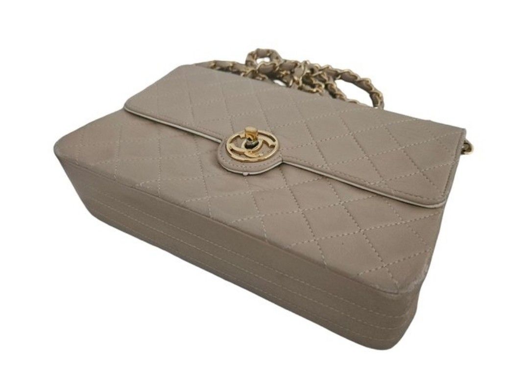 Chanel Beige Matelassé Leather Shoulder Bag