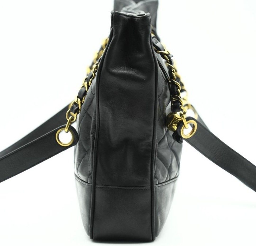 Chanel Black lambskin leather Matelassé Chain Tote Bag