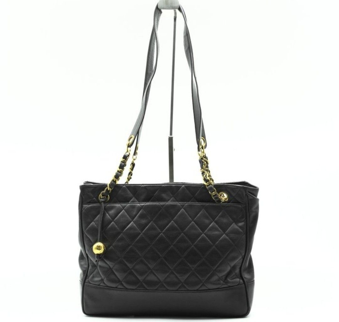 Chanel Black lambskin leather Matelassé Chain Tote Bag