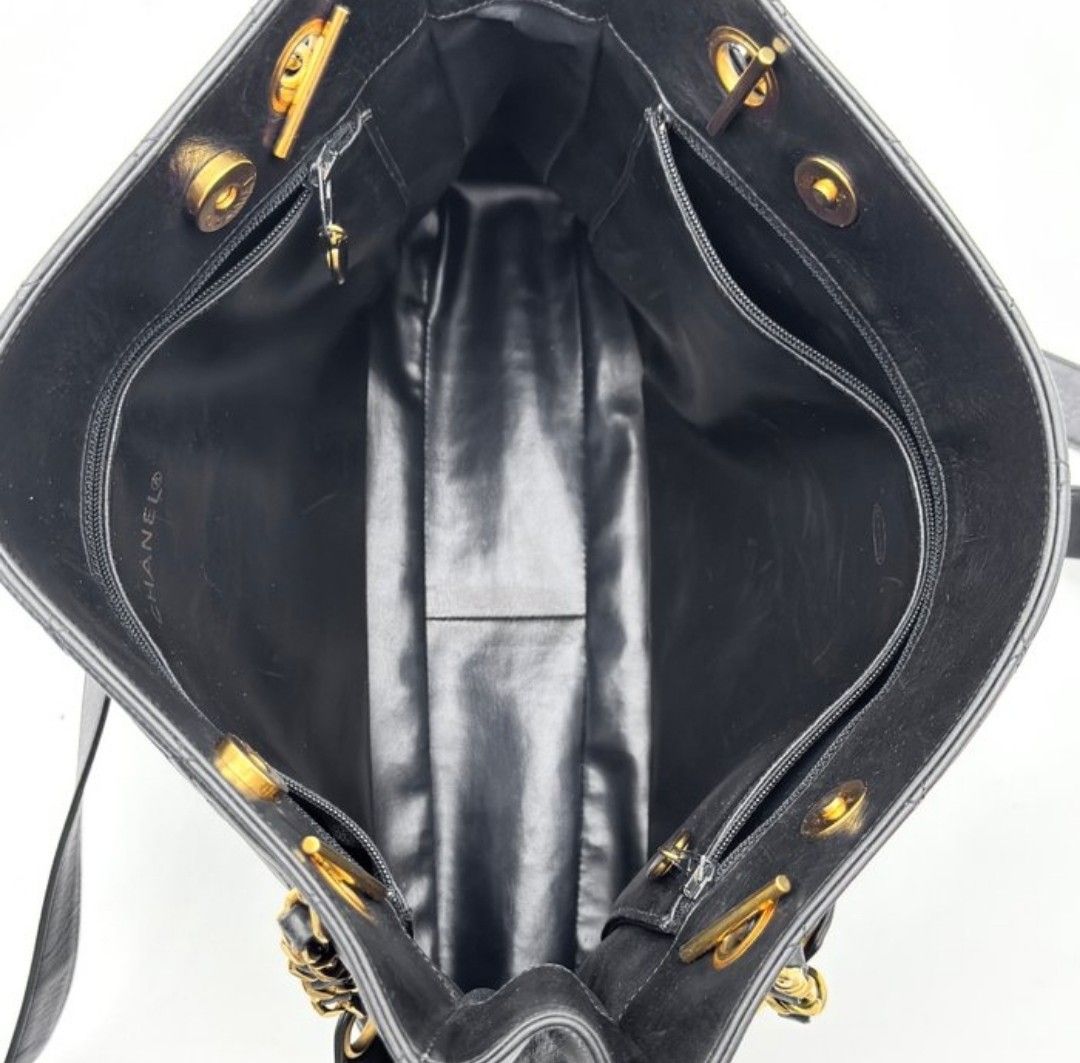 Chanel Black lambskin leather Matelassé Chain Tote Bag
