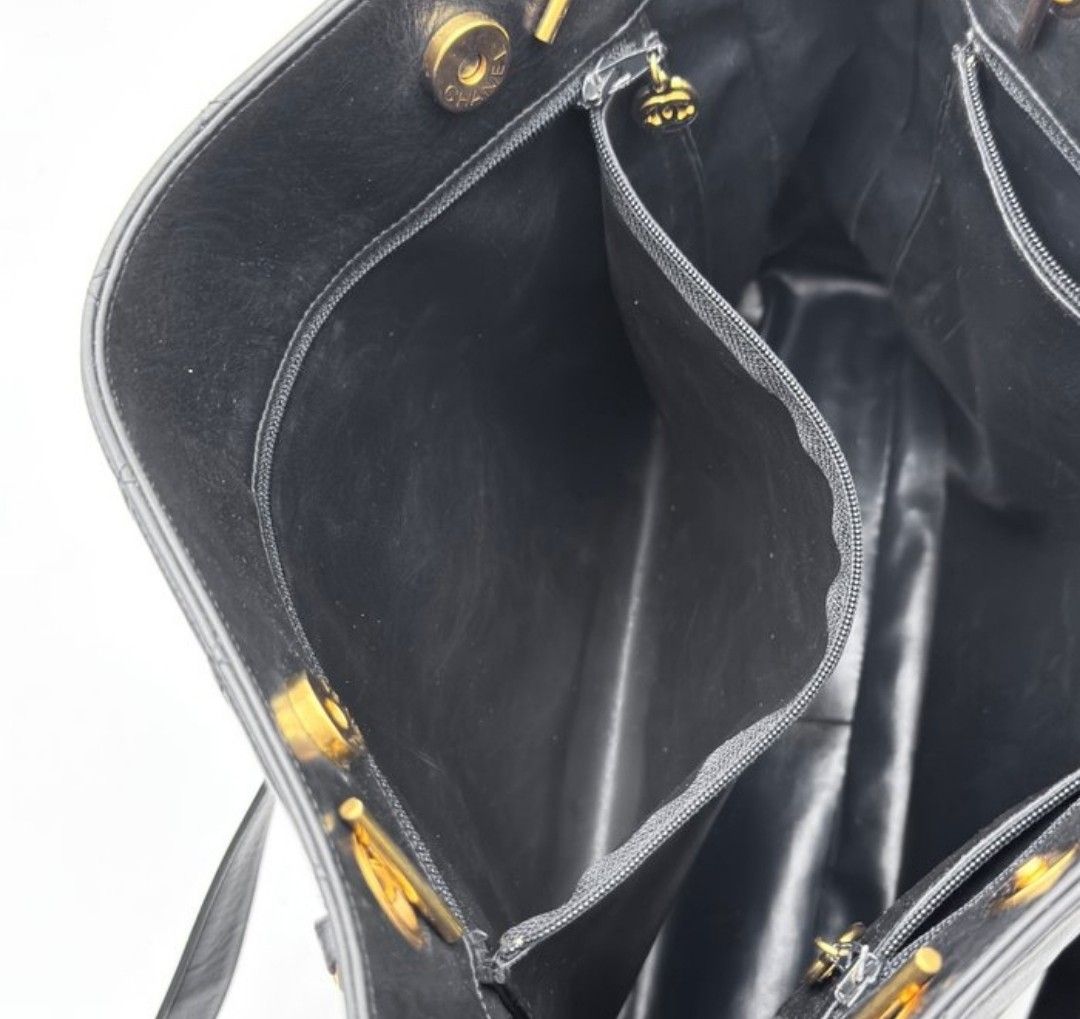 Chanel Black lambskin leather Matelassé Chain Tote Bag