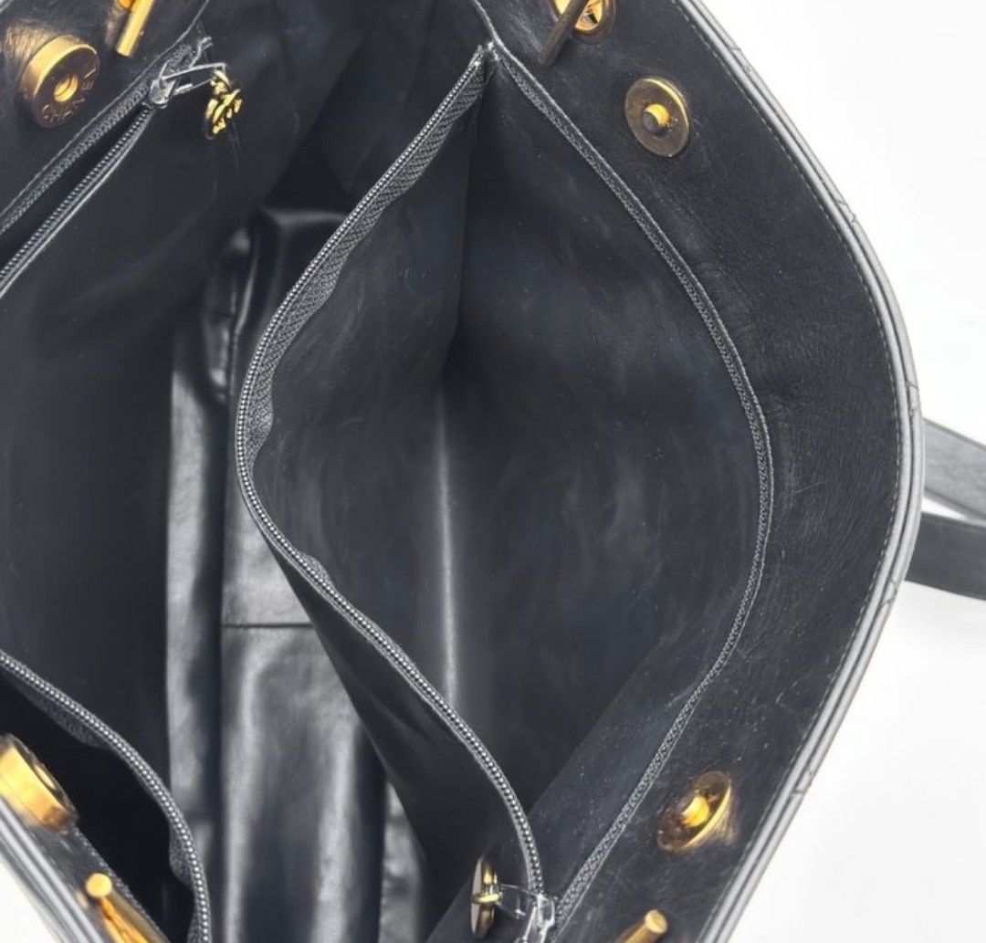 Chanel Black lambskin leather Matelassé Chain Tote Bag