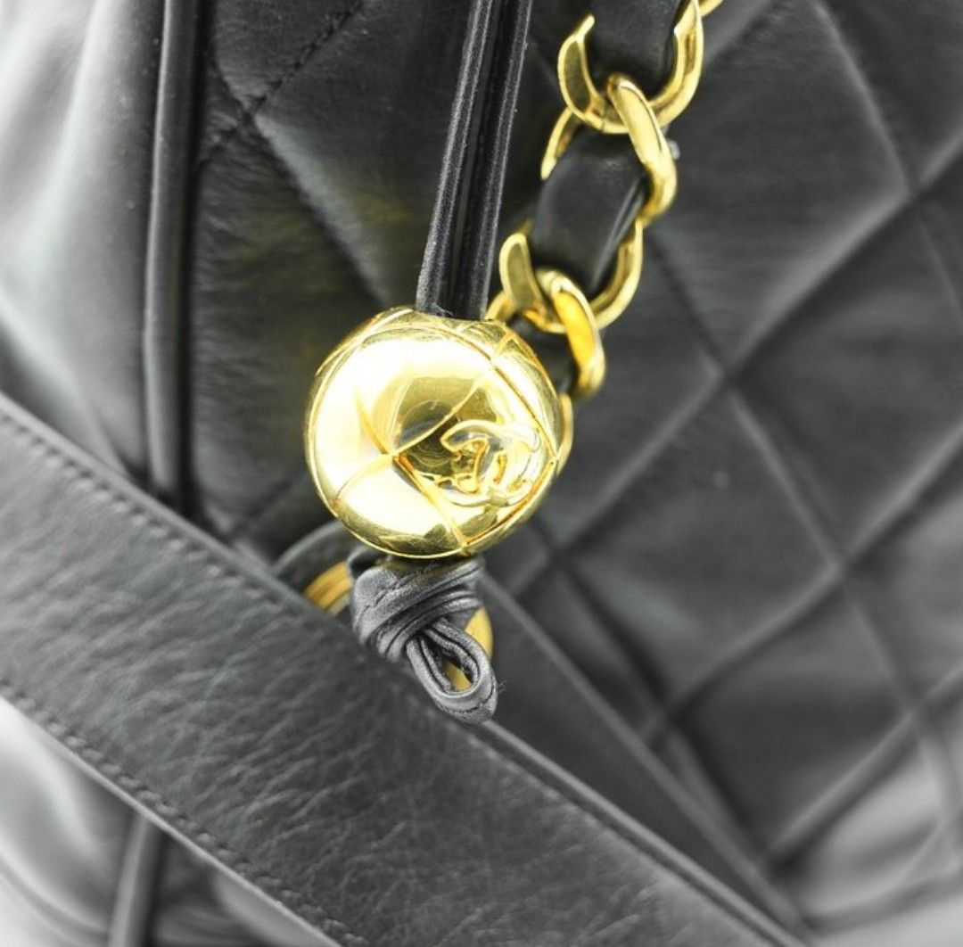 Chanel Black lambskin leather Matelassé Chain Tote Bag