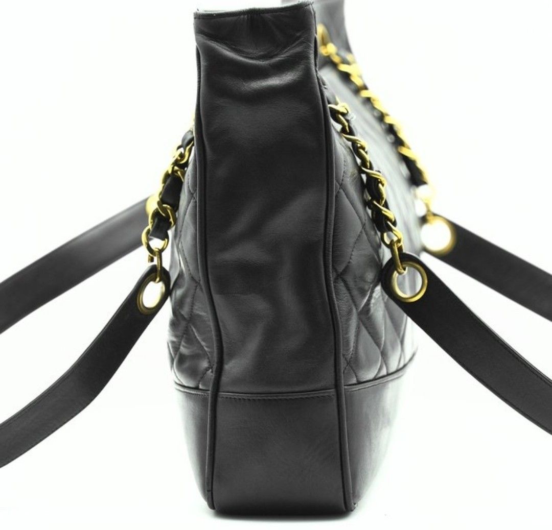 Chanel Black lambskin leather Matelassé Chain Tote Bag