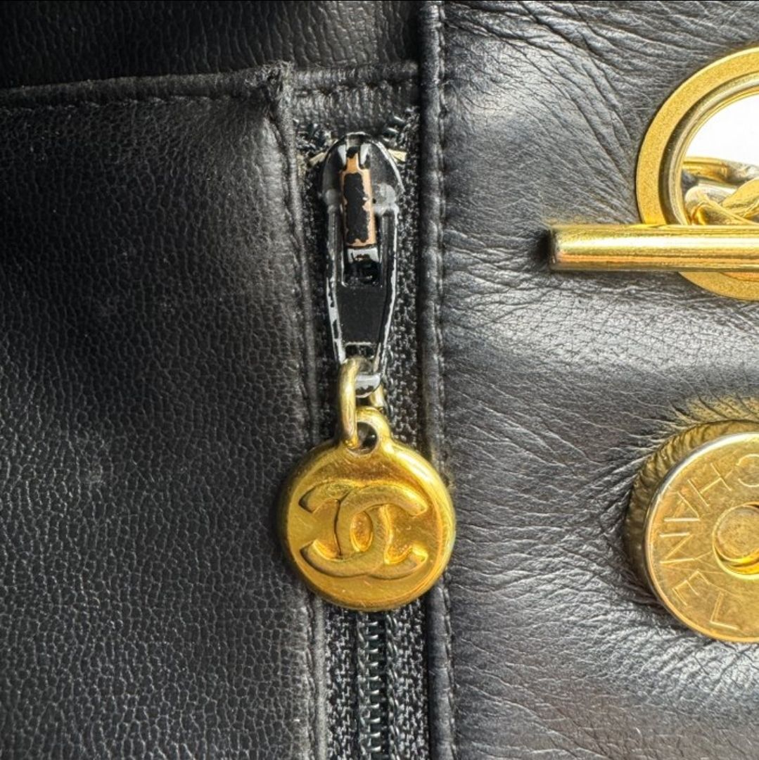 Chanel Black lambskin leather Matelassé Chain Tote Bag