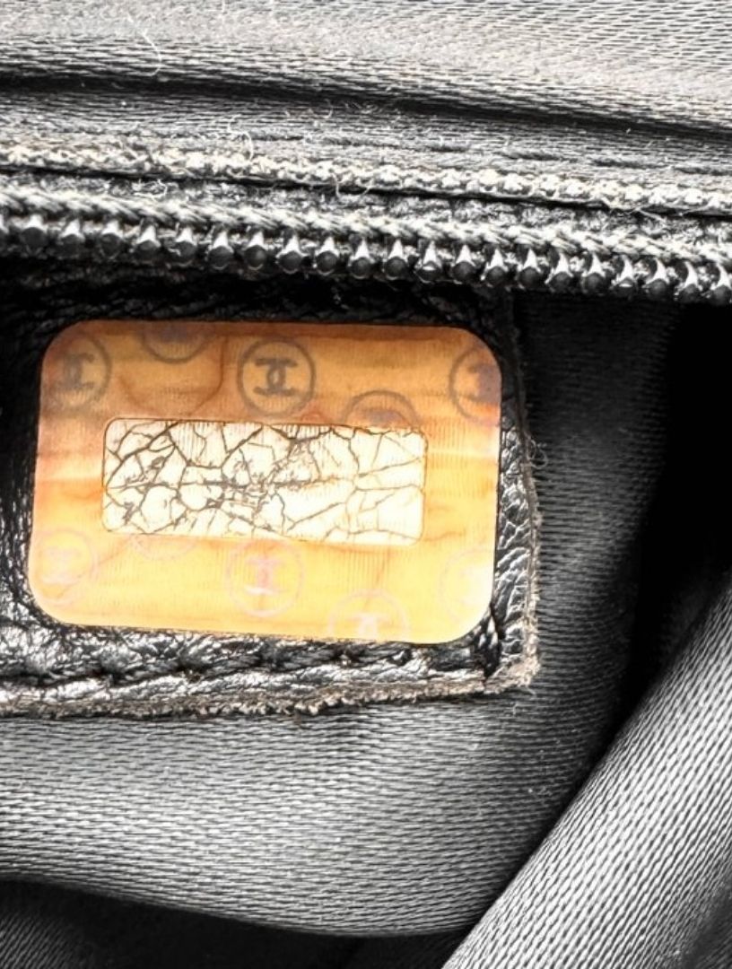 Chanel Black  Caviar Leather Logo Tote Bag