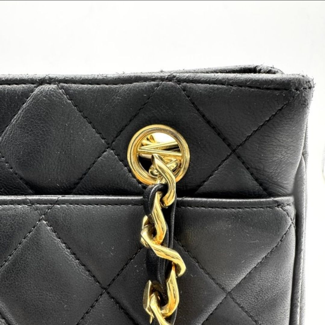 Chanel Black lambskin leather Matelassé Chain Tote Bag