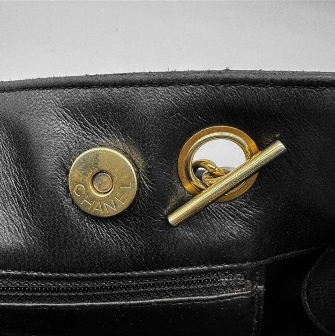 Chanel Black lambskin leather Matelassé Chain Tote Bag