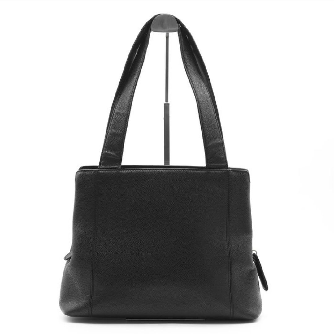 Chanel Black  Caviar Leather Logo Tote Bag