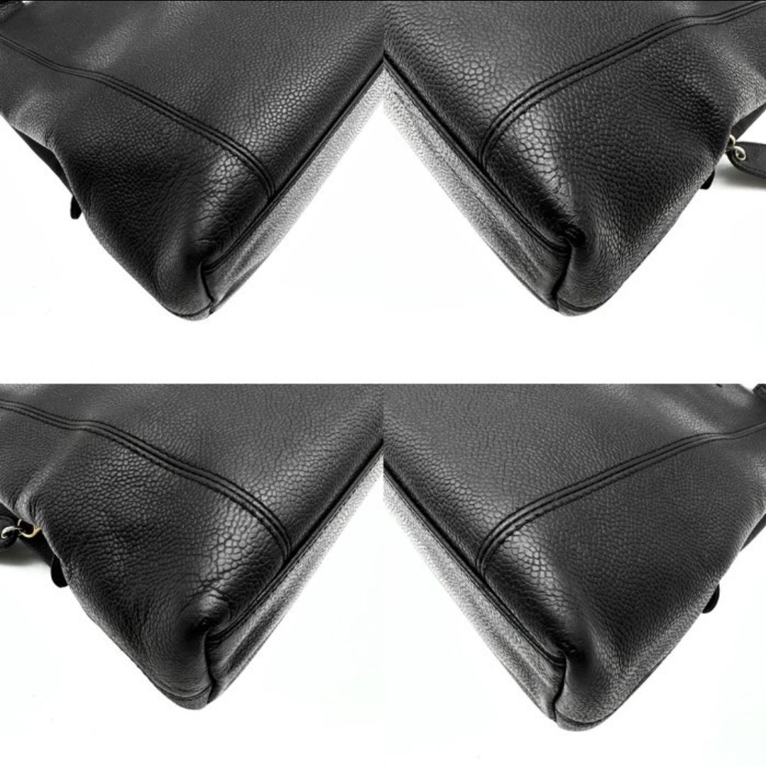 Chanel Black  Caviar Leather Logo Tote Bag