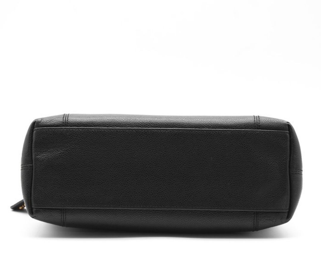 Chanel Black  Caviar Leather Logo Tote Bag