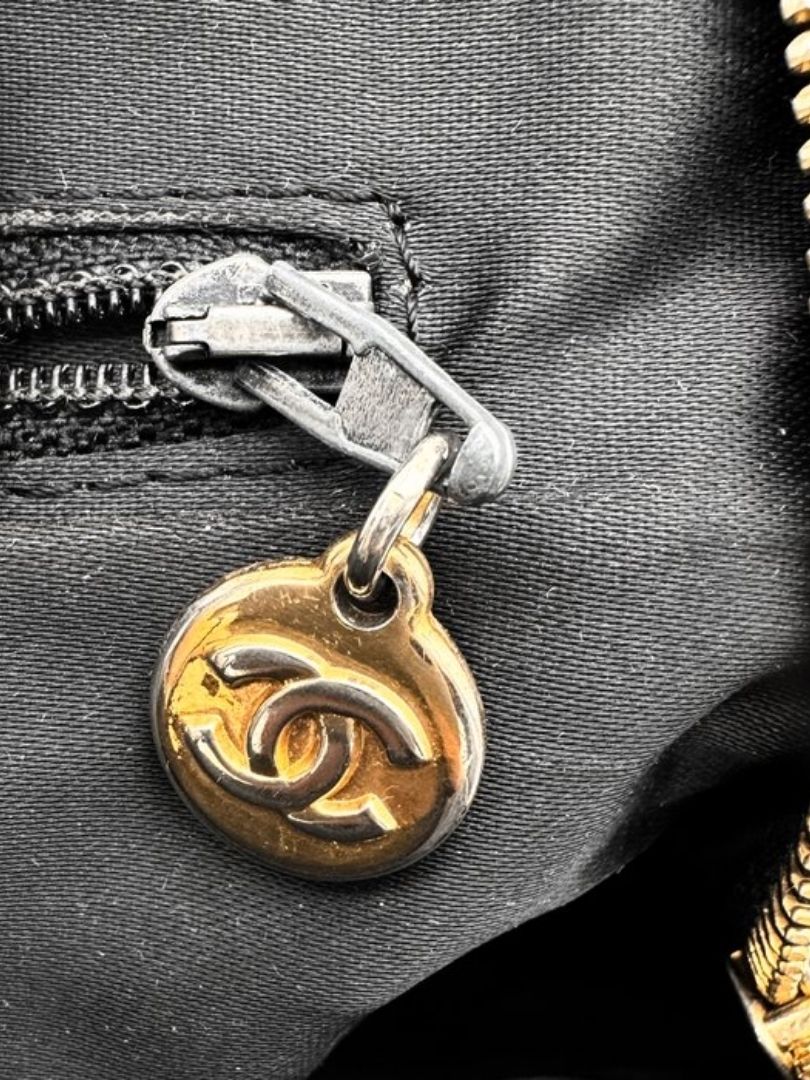 Chanel Black  Caviar Leather Logo Tote Bag