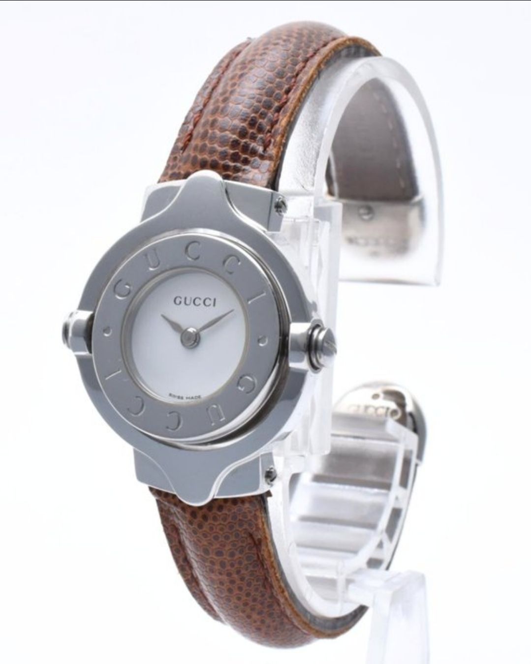 Gucci Brown leather StrapWatch flip Face 6600L