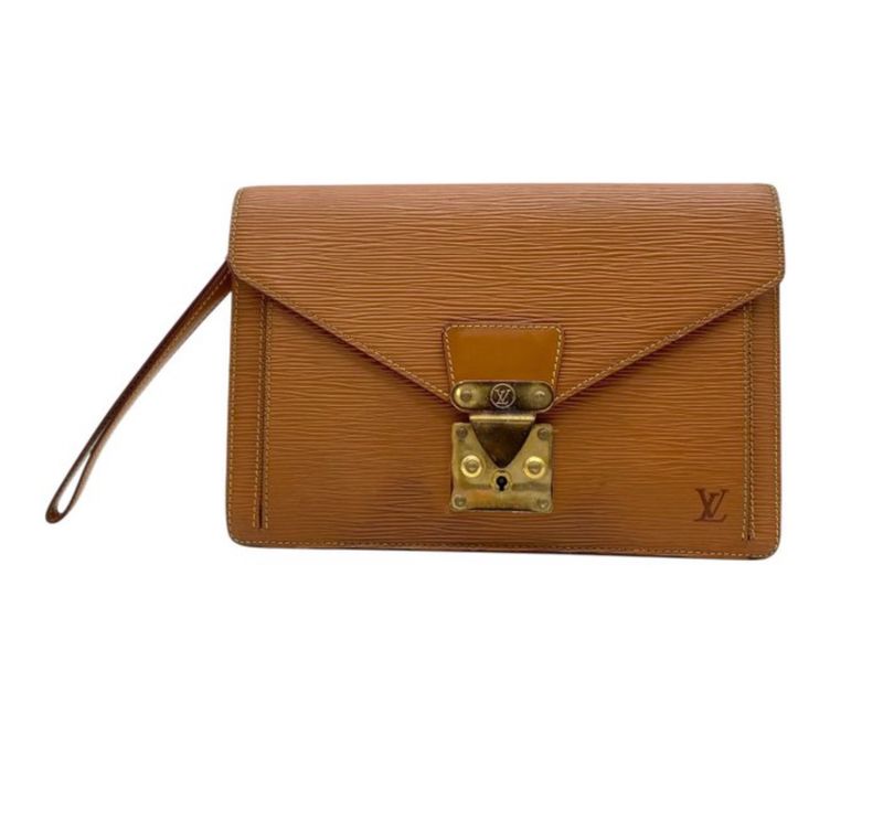 Louis Vuitton Cognac brown Serie Dragonne Epi leather Clutch bag 