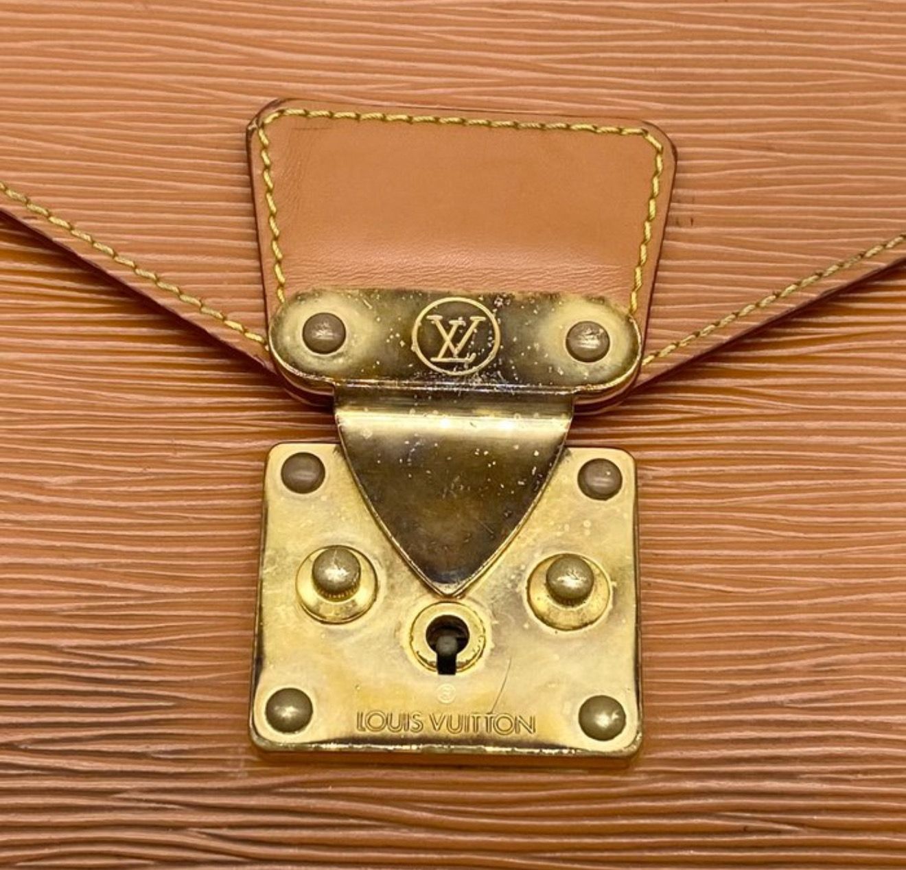 Louis Vuitton Cognac brown Serie Dragonne Epi leather Clutch bag 