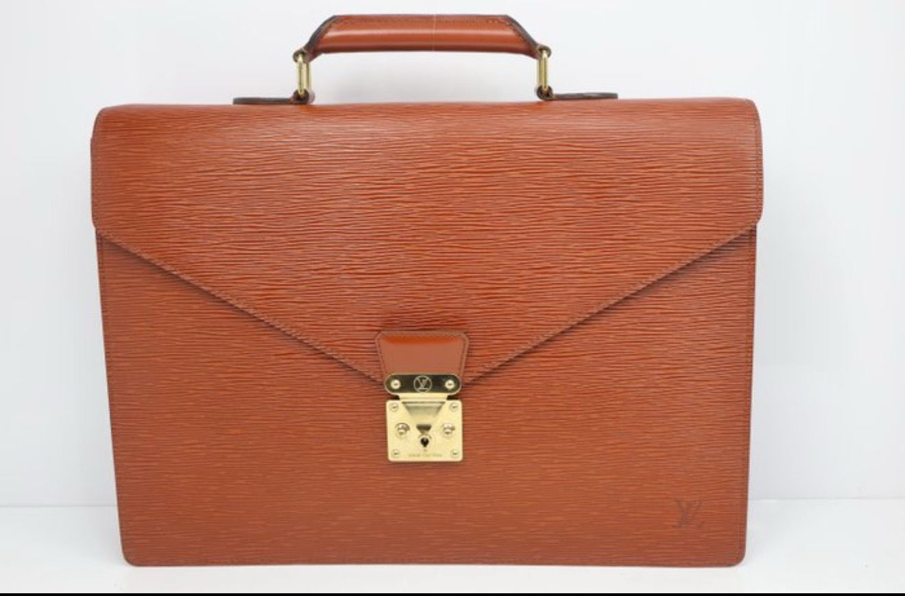 Louis Vuitton Cognac brown Epi Leather Serviette Conseiller  business