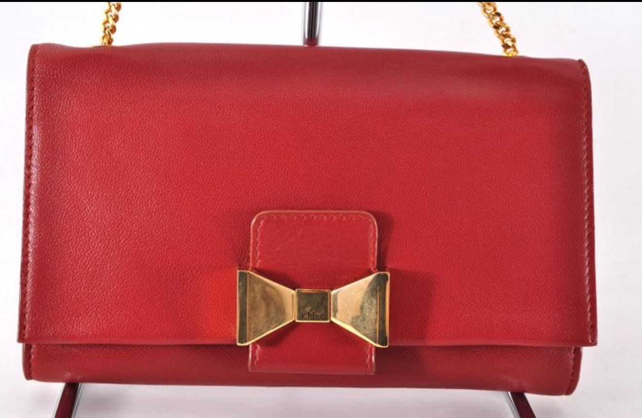 Chloé Red Leather Wallet on chain bag