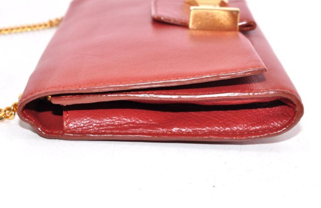 Chloé Red Leather Wallet on chain bag