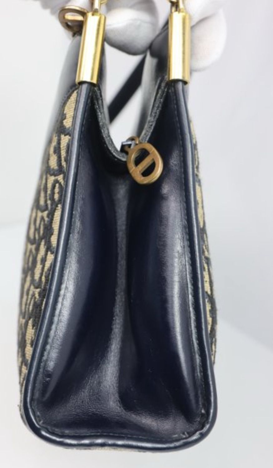 Christian Dior Blue monogram fabric / leather Lady  Handbag