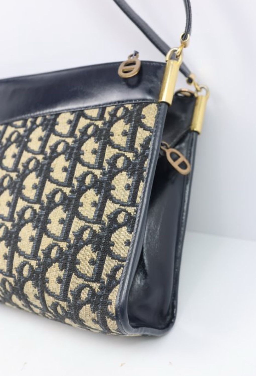 Christian Dior Blue monogram fabric / leather Lady  Handbag