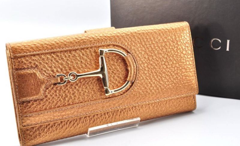  Gucci Gold Horsebit  long Wallet