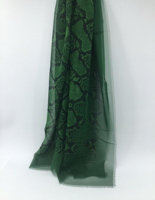 Burberry Green Mousseline de Soie Silk Scarf