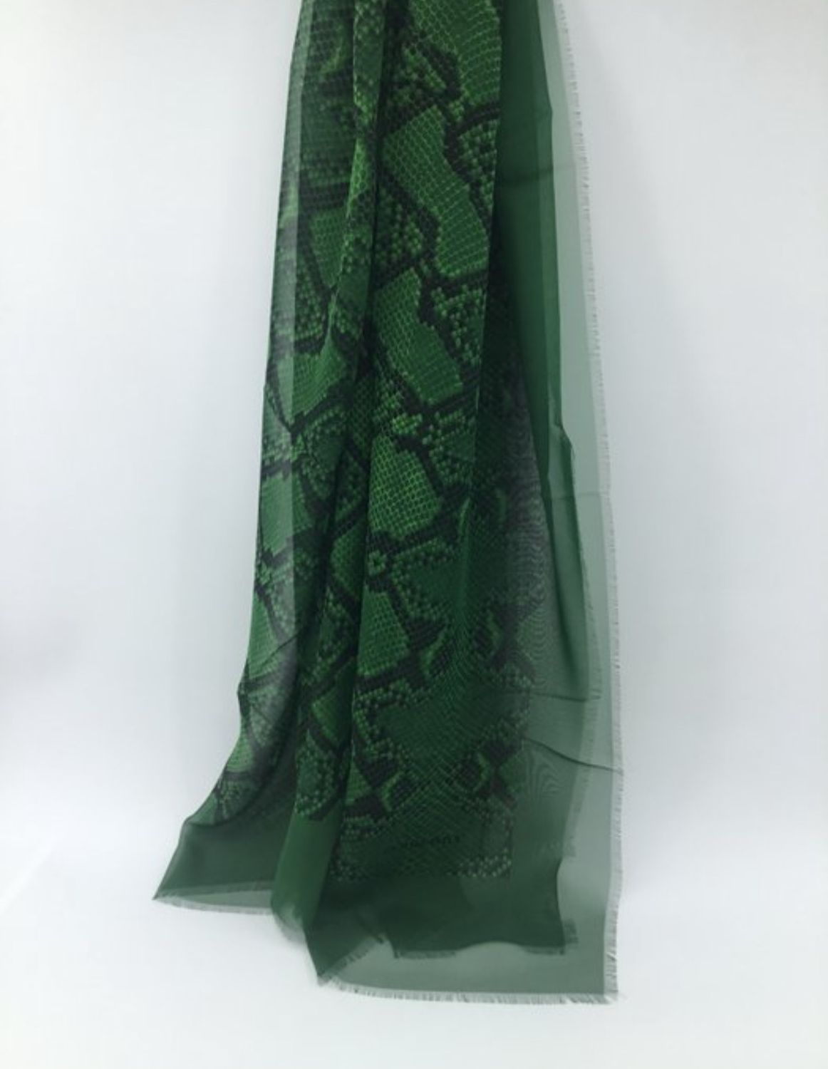 Burberry Green Mousseline de Soie Silk Scarf