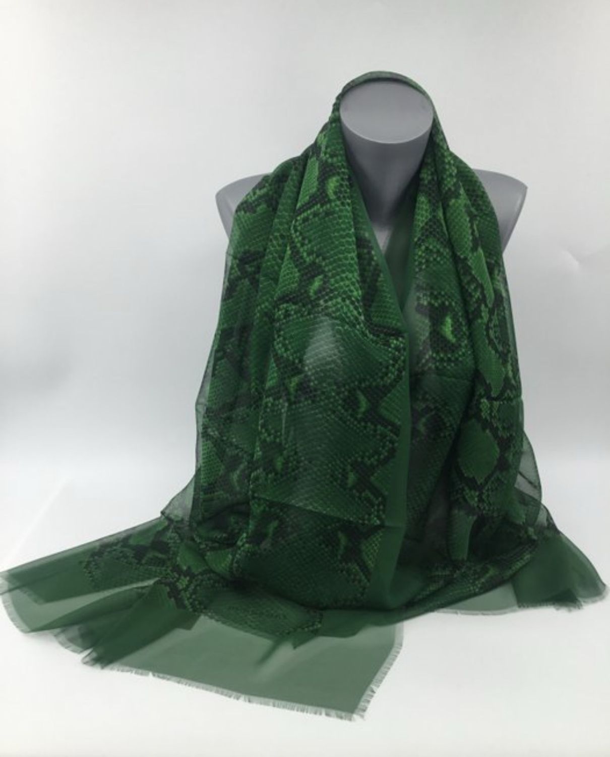 Burberry Green Mousseline de Soie Silk Scarf
