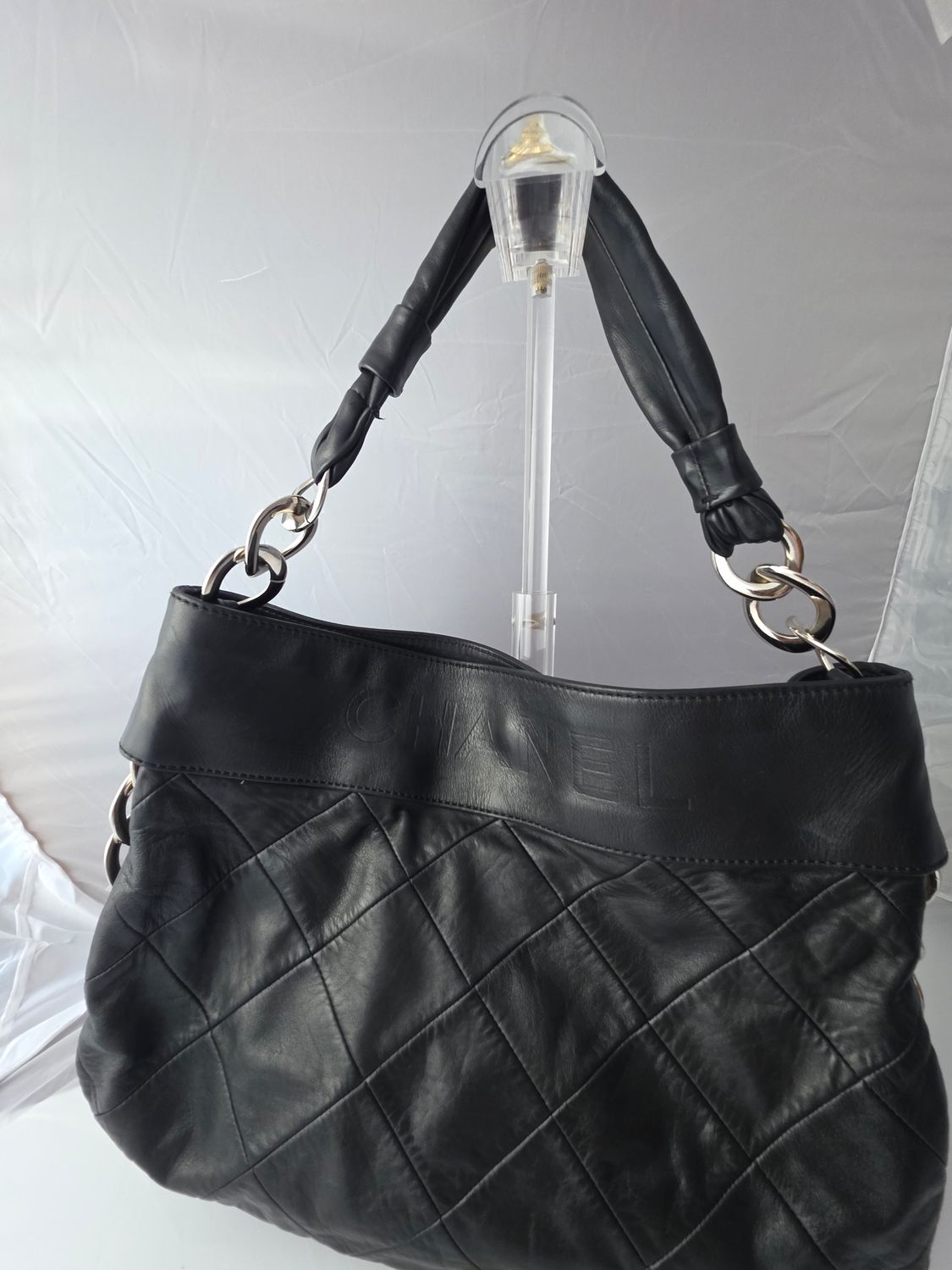 Chanel Black Lambskin Leather Matelassé Tote bag
