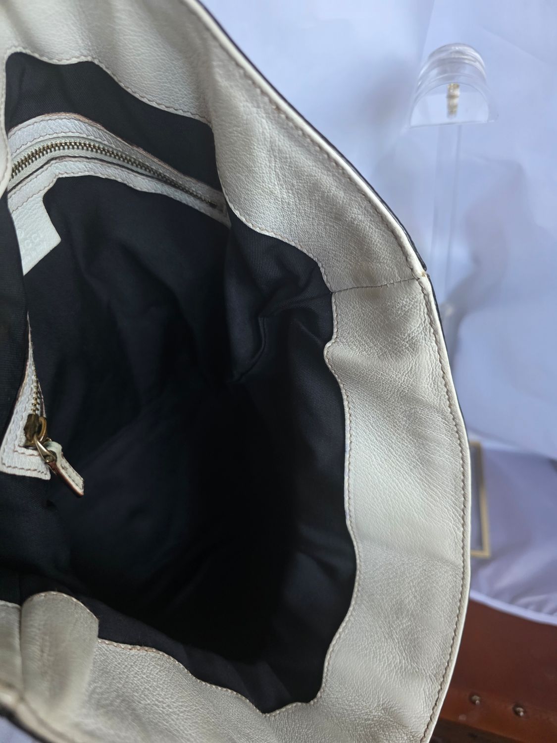 Gucci  white leather tote bag