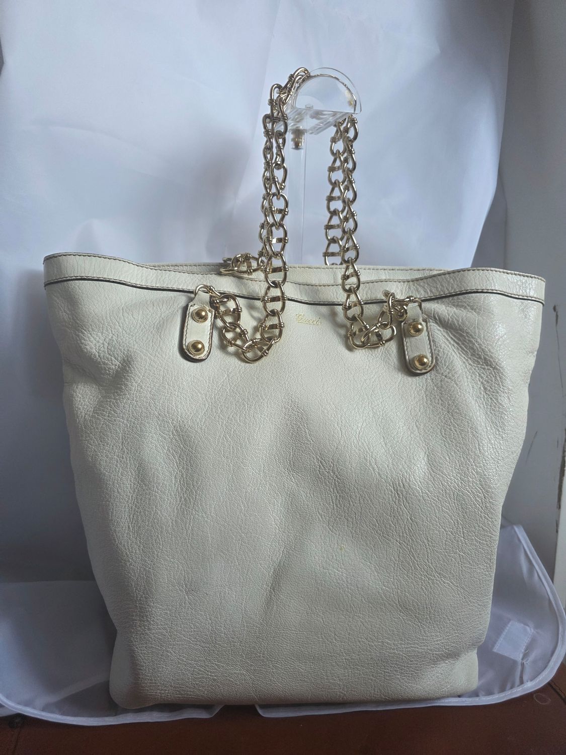 Gucci  white leather tote bag