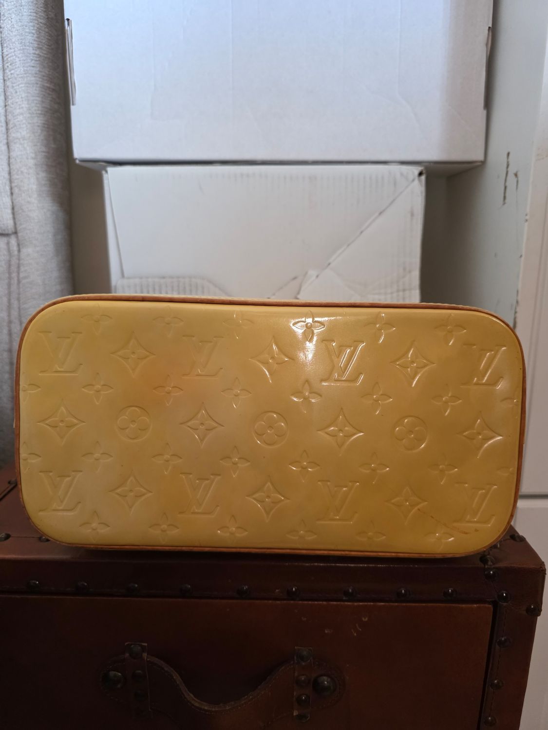 Louis Vuitton Yellow Houston Vernis Leather Tote