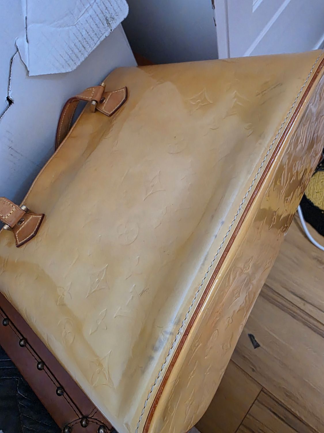 Louis Vuitton Yellow Houston Vernis Leather Tote