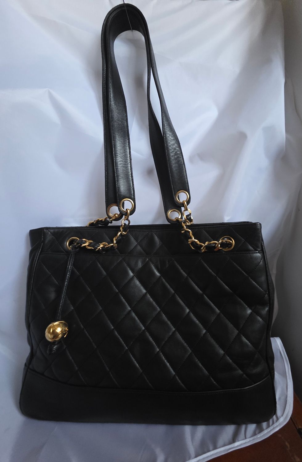 Chanel Black lambskin leather Matelassé Chain Tote Bag