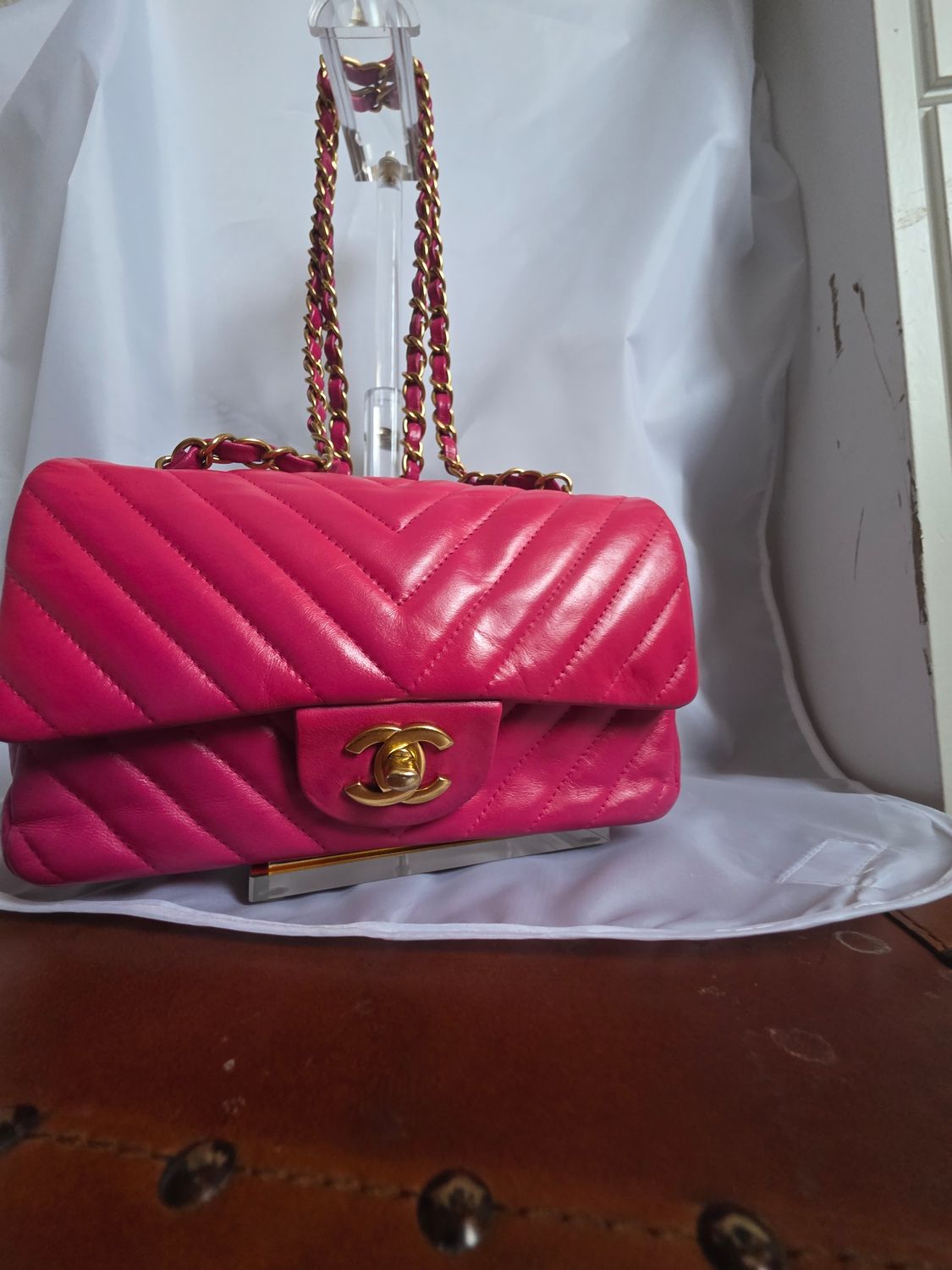 Chanel Pink Lambskin leather mini Single Flap Bag