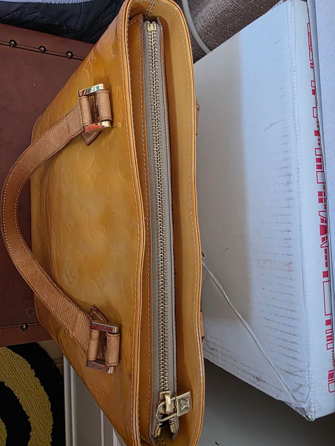 Louis Vuitton Yellow Houston Vernis Leather Tote