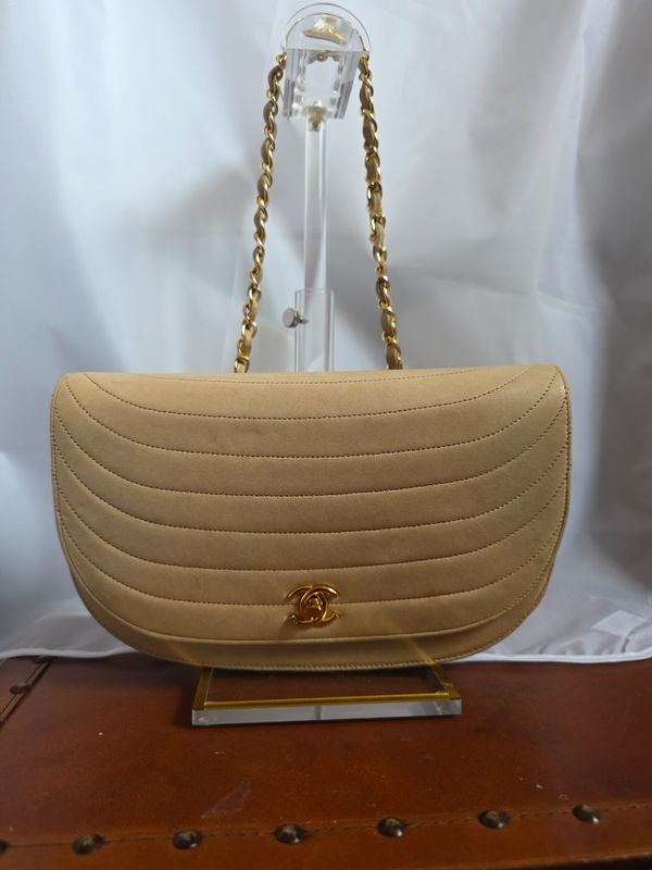 Chanel Beige Timeless Half Moon Shoulder Bag