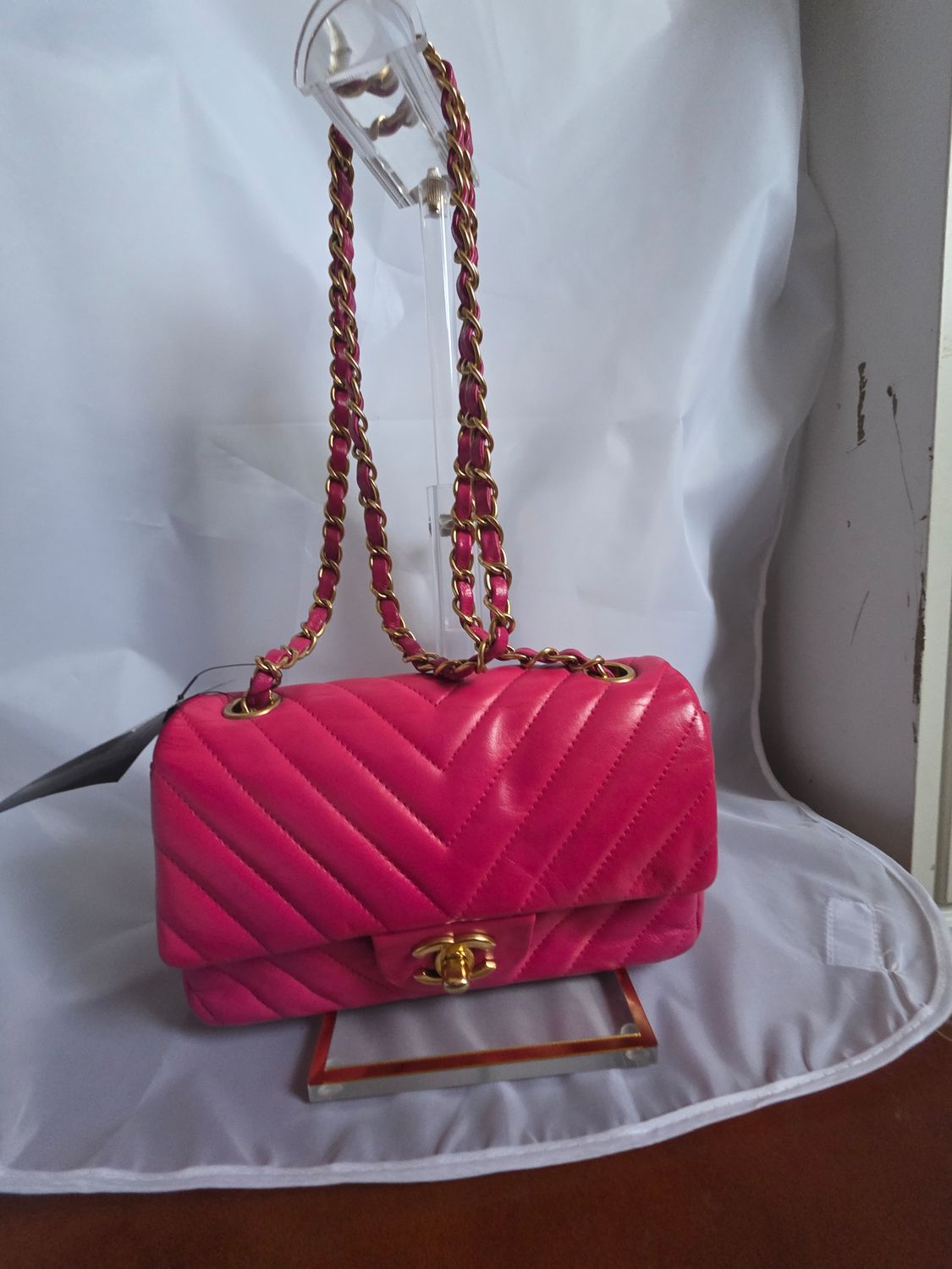 Chanel Pink Lambskin leather mini Single Flap Bag