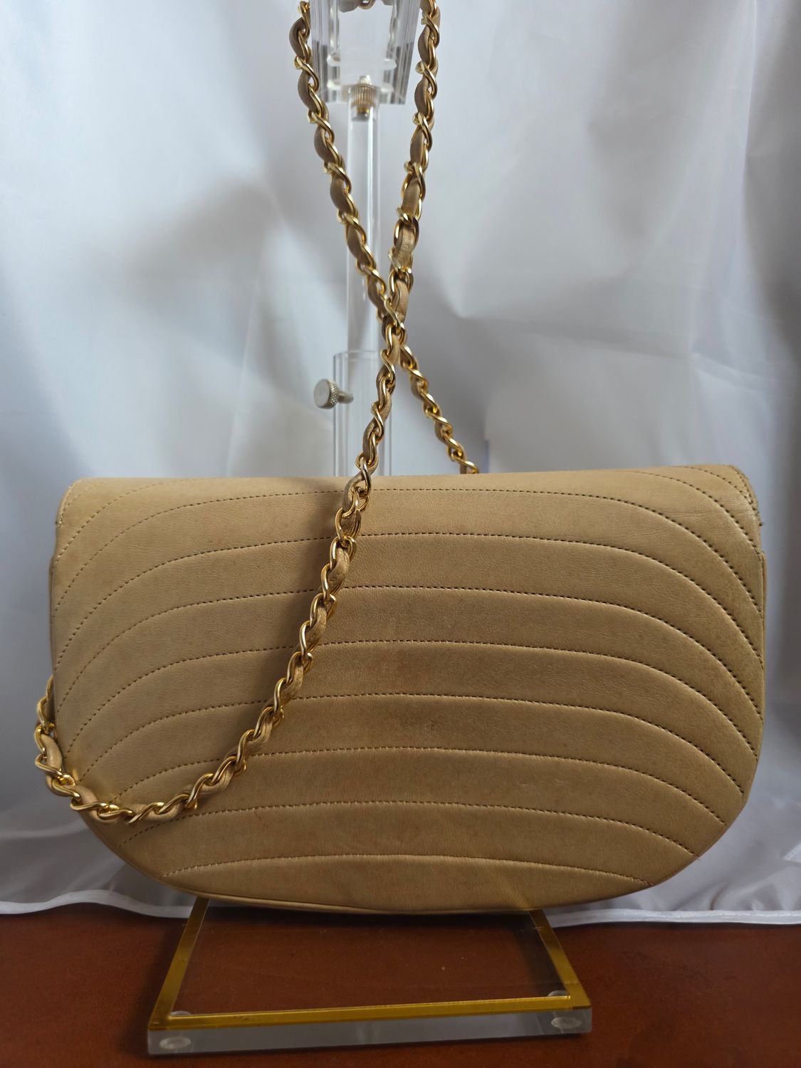 Chanel Beige Timeless Half Moon Shoulder Bag