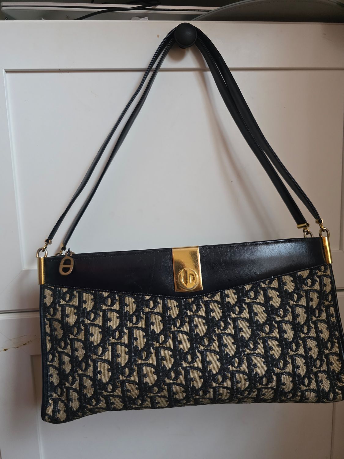 Christian Dior Blue monogram fabric / leather Lady  Handbag