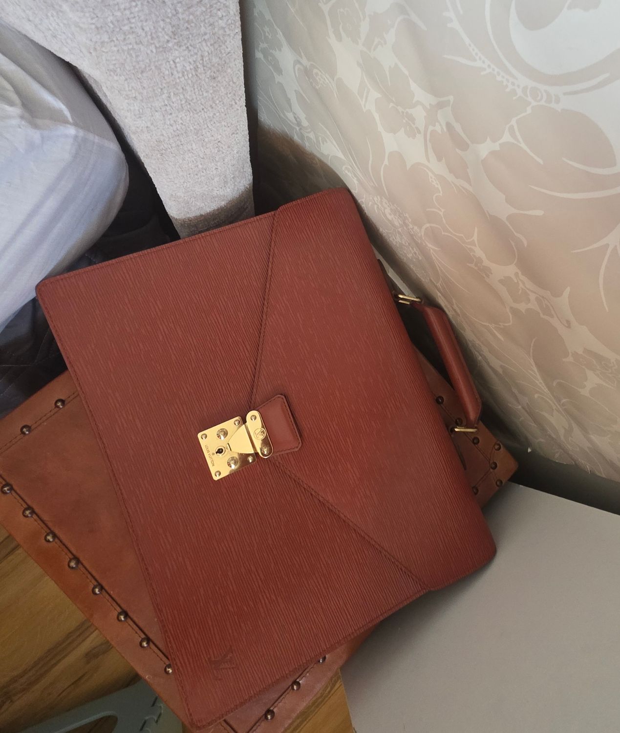 Louis Vuitton Cognac brown Epi Leather Serviette Conseiller  business