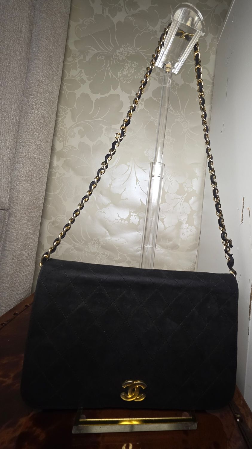 Chanel Black Suede Shoulder Bag