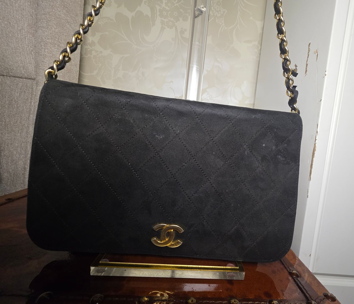 Chanel Black Suede Shoulder Bag