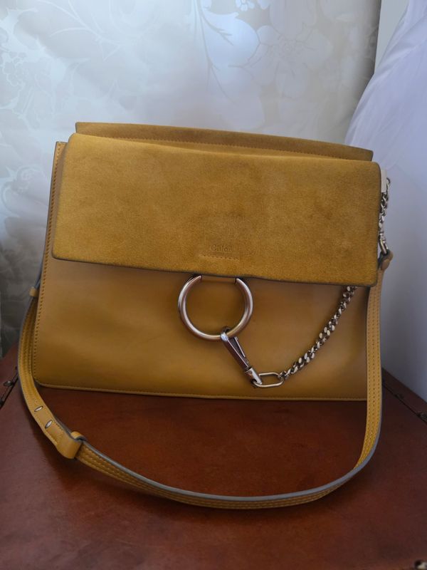 Chloé Faye Yellow Suede Leather crossbody bag