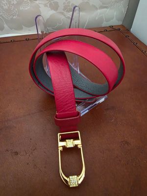 Christian Dior Red Rhinestone Buckle Belt – Size 70