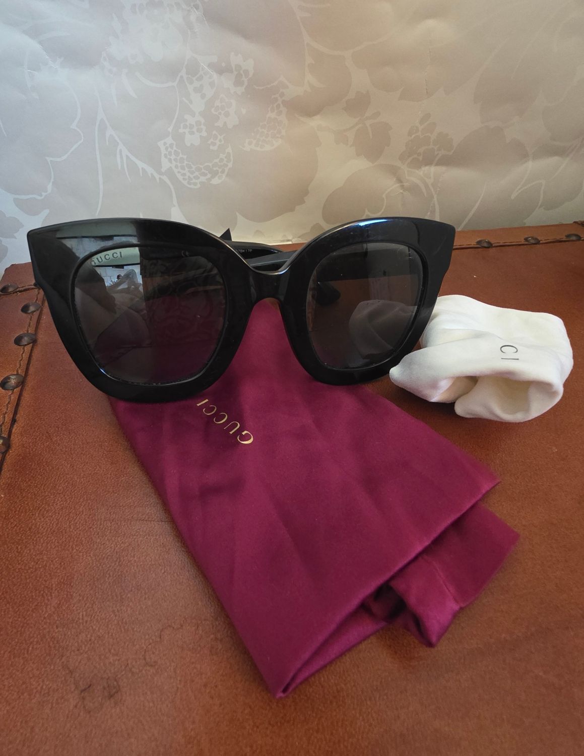 Gucci Black Sunglasses with Gold Accents