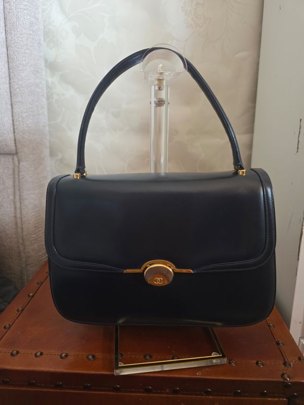Gucci Navy Leather top handle Handbag