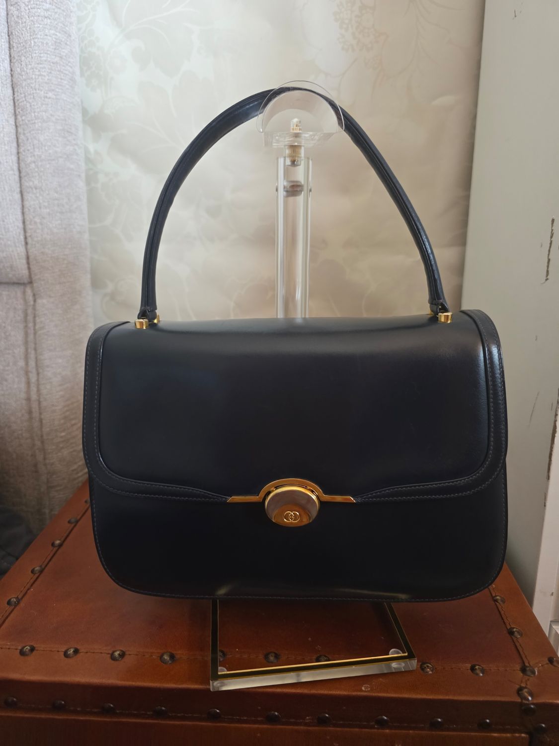 Gucci Navy Leather top handle Handbag