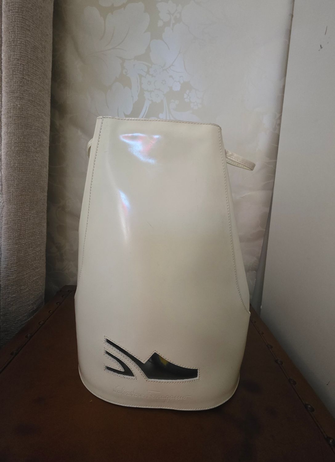 Salvatore Ferragamo Cream patent leather backpack